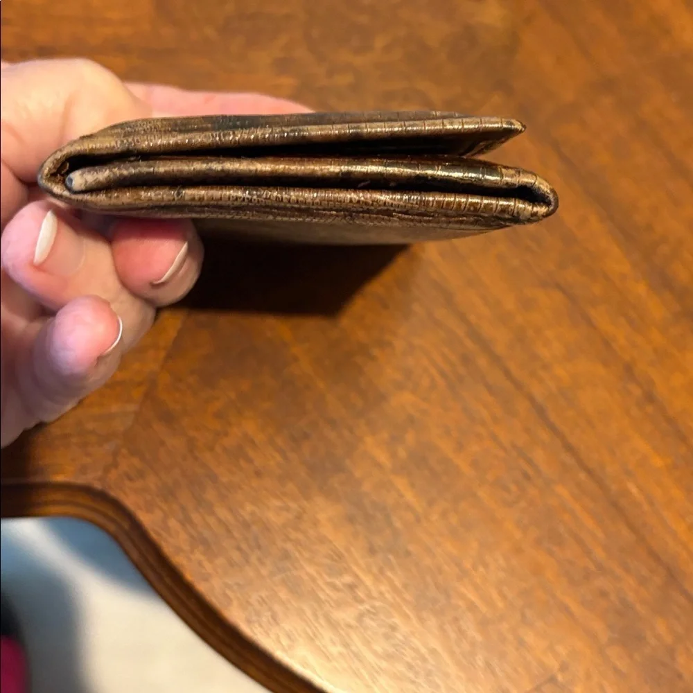 Di Lido wallet genuine leather snake skin pattern print trifold wallet small